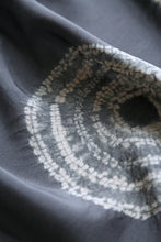 Load image into Gallery viewer, Zen Grey Circles Habotai Silk Scarf Shibori Hand Dyed