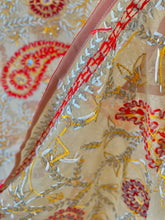 Load image into Gallery viewer, Pale Yellow x Red Large Handmade Sheer Georgette Wrap / Throw - C015