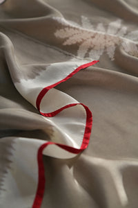 Warm Truffle Habotai Silk Scarf Shibori Hand Dyed