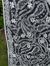 Load image into Gallery viewer, Black x White Large Handmade Chanderi Cotton Wrap / Throw - B253