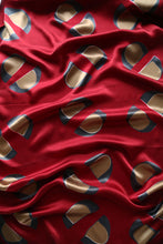 Load image into Gallery viewer, Maroon &amp; Gold Dust Satin Silk Scarf Itajime Hand Dyed