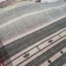 Load image into Gallery viewer, Handwoven Kutch Shawl Natural White Black &amp; Red Organic Kala Cotton Shawl