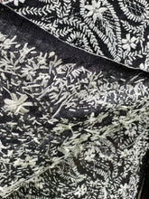 Load image into Gallery viewer, Black x White Large Handmade Chanderi Cotton Wrap / Throw - B253