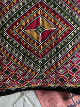 Load image into Gallery viewer, Jat Hand Embroidered Cotton Cushion Cover in Black | by Raziyabai Hasam