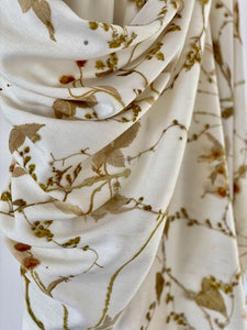 White Botanical Print Scarf | Indigenous Cotton | Handwoven & Naturally Dyed - 0020A-SY-HT
