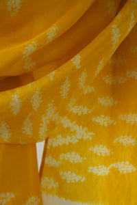 Yellow & Ecru Habotai Silk Scarf Shibori Hand Dyed