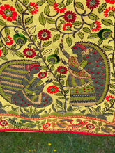 Load image into Gallery viewer, Yellow Madhubani Style Handmade Chanderi Silk Shawl / Throw - B195