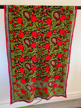 Load image into Gallery viewer, Black x Green Large Handmade Sheer Georgette Wrap / Throw - C012