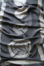 Load image into Gallery viewer, Zen Grey Circles Habotai Silk Scarf Shibori Hand Dyed
