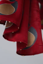 Load image into Gallery viewer, Maroon &amp; Gold Dust Satin Silk Scarf Itajime Hand Dyed