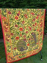 Load image into Gallery viewer, Yellow Madhubani Style Handmade Chanderi Silk Shawl / Throw - B195