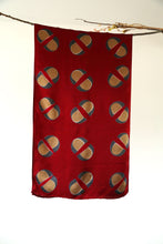 Load image into Gallery viewer, Maroon &amp; Gold Dust Satin Silk Scarf Itajime Hand Dyed