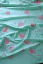 Load image into Gallery viewer, Sage x Pink Appliqué Bangalore Silk Scarf Itajime Hand Dyed