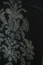Load image into Gallery viewer, Charcoal Mughal Motif Satin Silk Scarf Shibori Hand Dyed