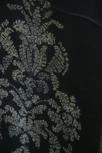 Charcoal Mughal Motif Satin Silk Scarf Shibori Hand Dyed