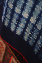 Load image into Gallery viewer, Indigo Miniature Print Bangalore Silk Scarf Staple Hand Dyed