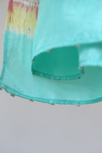 Aqua Bamboo Habotai Silk Scarf Shibori Hand Dyed