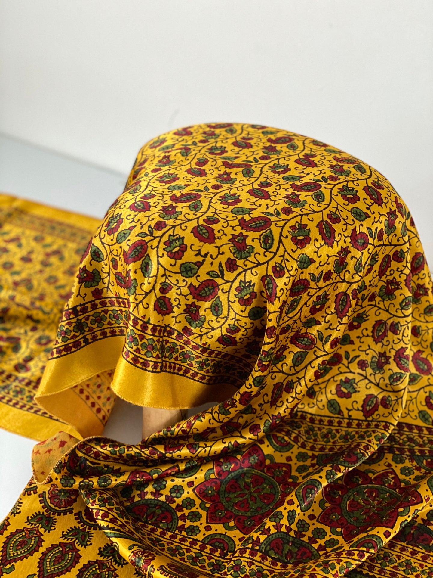Wood Block Print Mashru Silk Pashmina Scarf - Style 4 | Pashmina Shawl | Pashmina Scarves | Handmade Scarves | Scarf Gift for Her