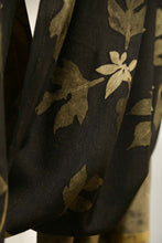 Load image into Gallery viewer, Black Botanical Print Scarf | Indigenous Cotton | Handwoven &amp; Naturally Dyed - 0011C-SY-HT