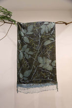 Load image into Gallery viewer, Forest Blue Botanical Print Scarf | Indigenous Cotton | Handwoven &amp; Naturally Dyed - 0013B-SY-HT