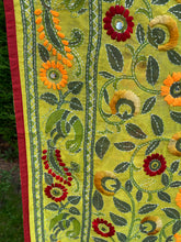 Load image into Gallery viewer, Leaf Green Madhubani Style Handmade Chanderi Cotton Shawl / Throw - B193