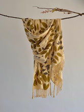 Load image into Gallery viewer, Beige Botanical Print Scarf | Indigenous Cotton | Handwoven &amp; Naturally Dyed - 0003A-SY-HT