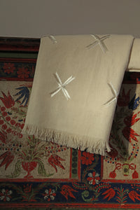 100% Handwoven Raw Cotton Phulkari Shawl | Throw Large with Pure Silk Hand Embroidery