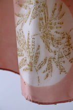 Load image into Gallery viewer, Manjistha Peach Botanical Print Habotai Silk Scarf Itajime Hand Dyed