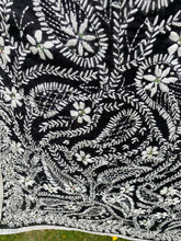 Load image into Gallery viewer, Black x White Large Handmade Chanderi Cotton Wrap / Throw - B253