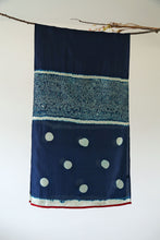 Load image into Gallery viewer, Deep Indigo Bangalore Silk Scarf Bandhani Hand Dyed