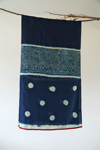 Deep Indigo Bangalore Silk Scarf Bandhani Hand Dyed
