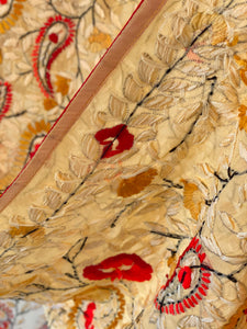 Pastel Yellow x Red Large Handmade Sheer Georgette Wrap / Throw - C002