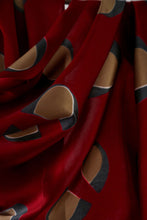 Load image into Gallery viewer, Maroon &amp; Gold Dust Satin Silk Scarf Itajime Hand Dyed