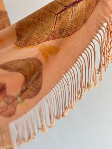 Peach Botanical Print Scarf | Indigenous Cotton | Handwoven & Naturally Dyed - 0018A-SY-HT