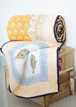 Load image into Gallery viewer, Marigold Yellow | Hand Block Print | Soft Cotton Quilt | Queen Size