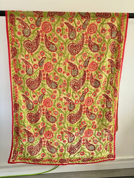 Yellow x Red Pink Handmade Sheer Chiffon Wrap / Throw - C050