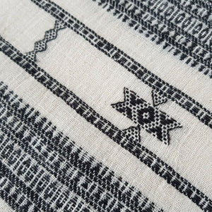 Handwoven Kutch Shawl Natural White Black & Red Organic Kala Cotton Shawl