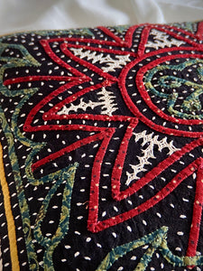Large Rabari Appliqué Technique Cushion Cover | Kala Cotton | by Ratiben Sakra