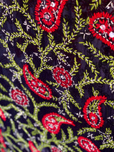 Load image into Gallery viewer, Black x Green Large Handmade Sheer Georgette Wrap / Throw - C010