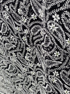 Black x White Large Handmade Chanderi Cotton Wrap / Throw - B253