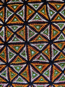 Maroon Rabari Hand Embroidered Cushion Cover | Heavyweight Kala Cotton | by Lachuben Raja