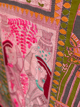 Load image into Gallery viewer, Pastel Pink Madhubani Style Handmade Chanderi Silk Shawl / Throw - B203