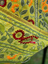 Load image into Gallery viewer, Leaf Green Madhubani Style Handmade Chanderi Cotton Shawl / Throw - B193